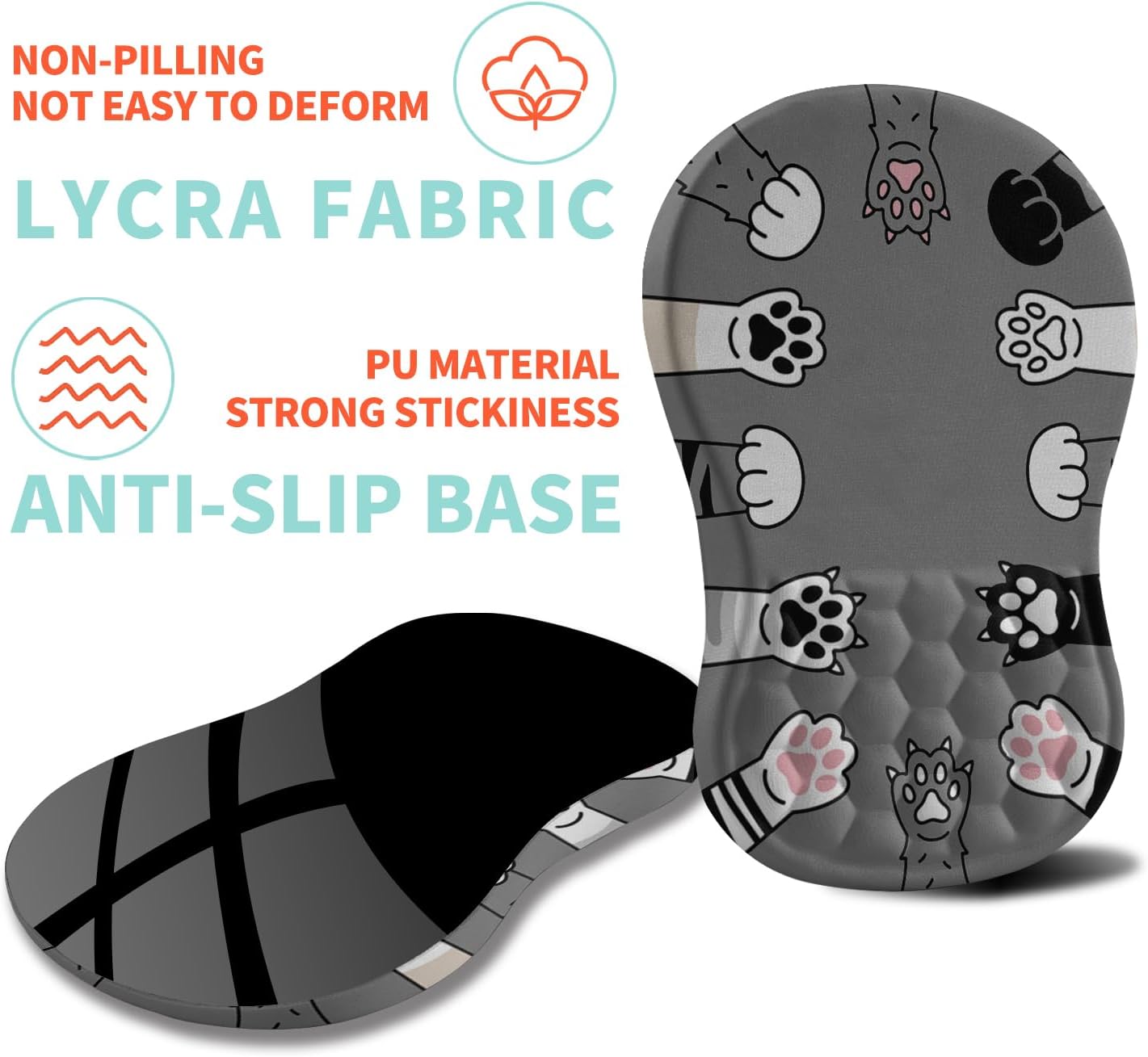 Ergonomic Mouse Pad Wrist Support with Memory Foam Massage Bulge, Carpal Tunnel Pain Relief Mousepad Wrist Rest for Mouse(12x8 inch, Paw)