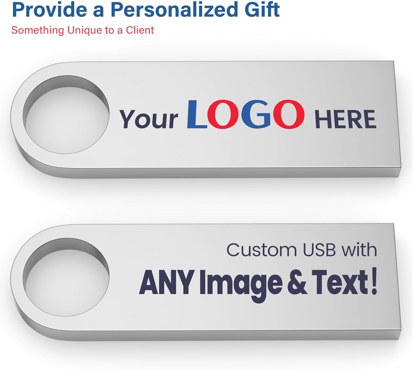 Customizable Flash Drives 64GB, Wooolken Personalized USB 2.0 Thumb Drives 10/20/50/100 Pack, Logo Pendrive Custom Memory Stick USB Engraved Logo (Metal)