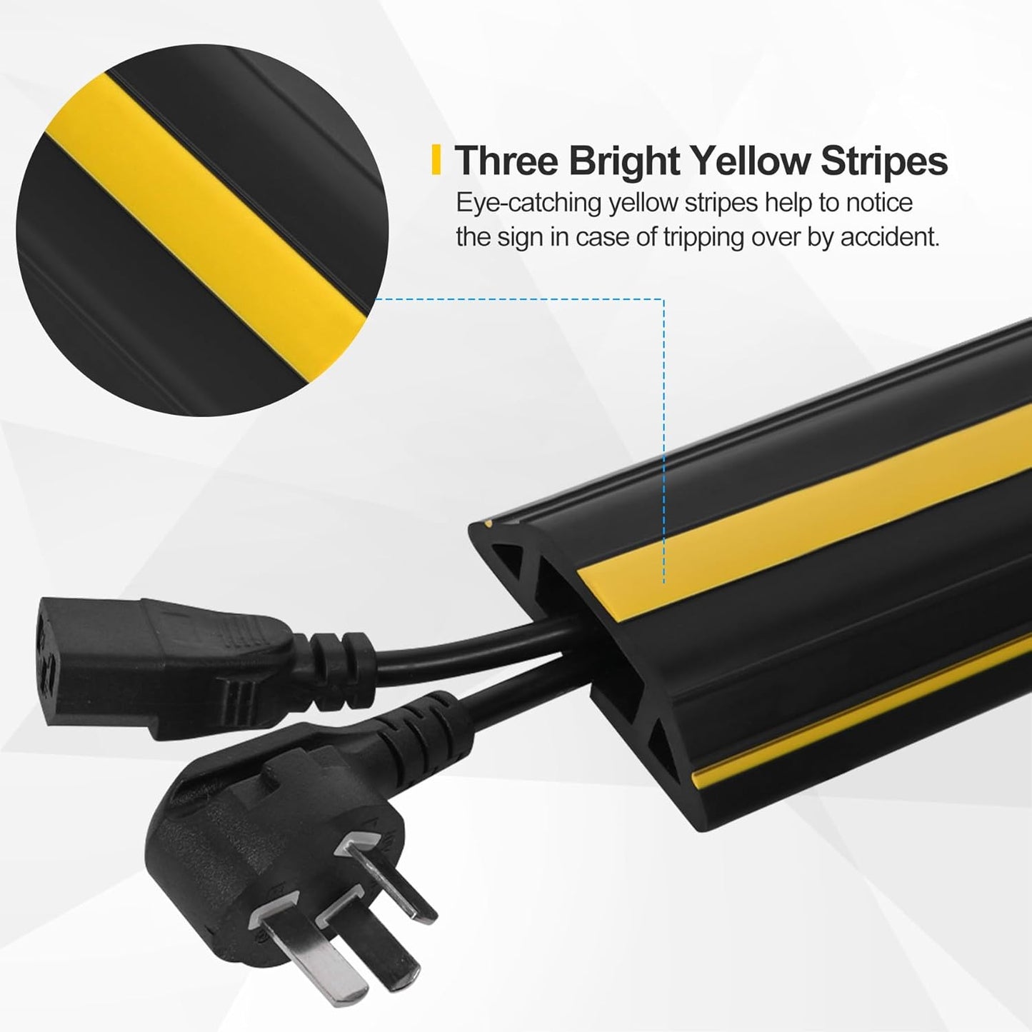 Floor Cord Cover 4.1Ft 2Pcs Heavy Duty PVC Floor Cable Protector Electric Cord Hider Cable Management Floor Strip Extension Cord Covers Cable Raceway for Wires on Floor Inner Channel 1.36" W x 0.43" H