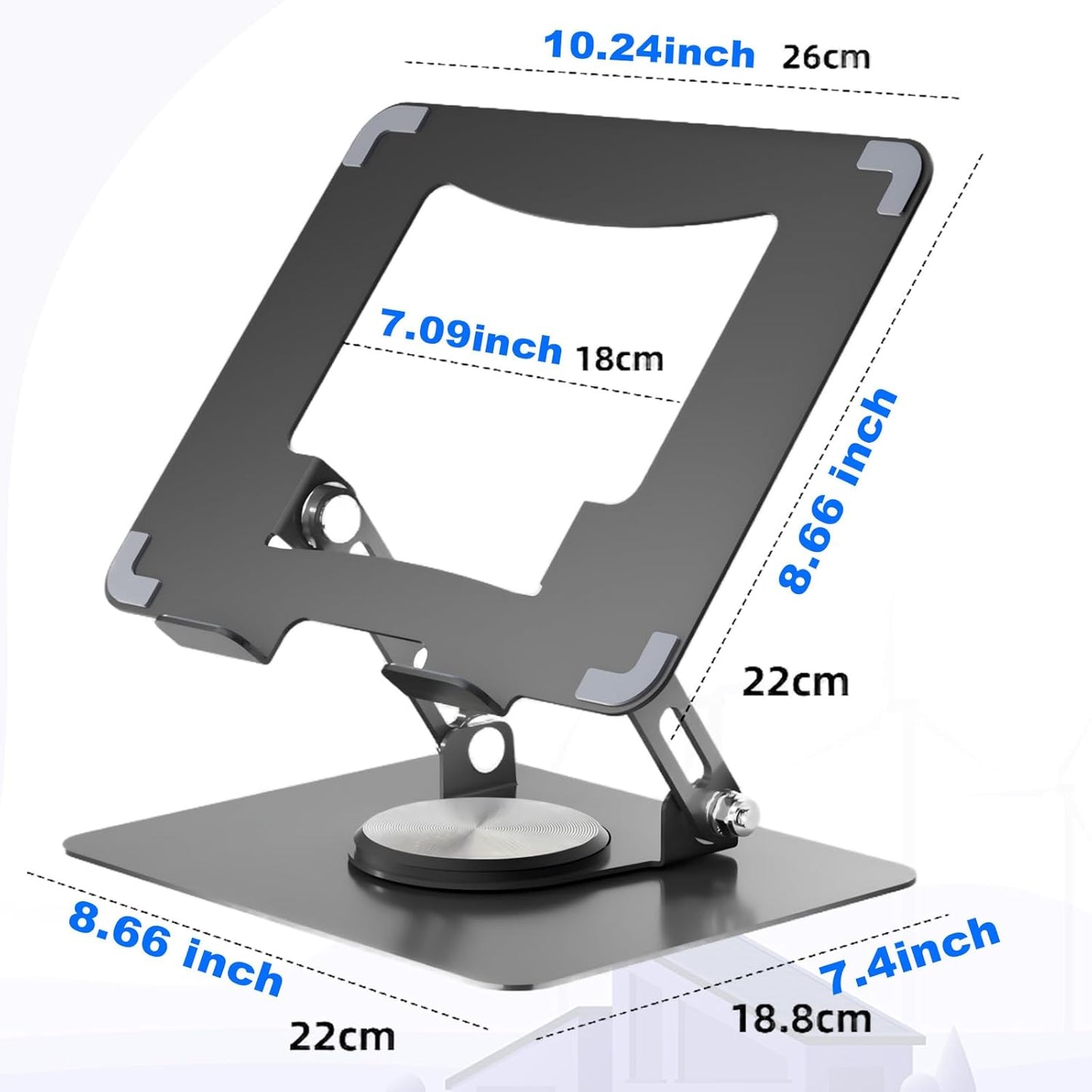 Laptop Pad 360 Rotating Laptop Stand 2 Adjustable Angle and 0-13 inches Tall Adjustable Cooling Pad Fits 10-17.3" laptops Pads