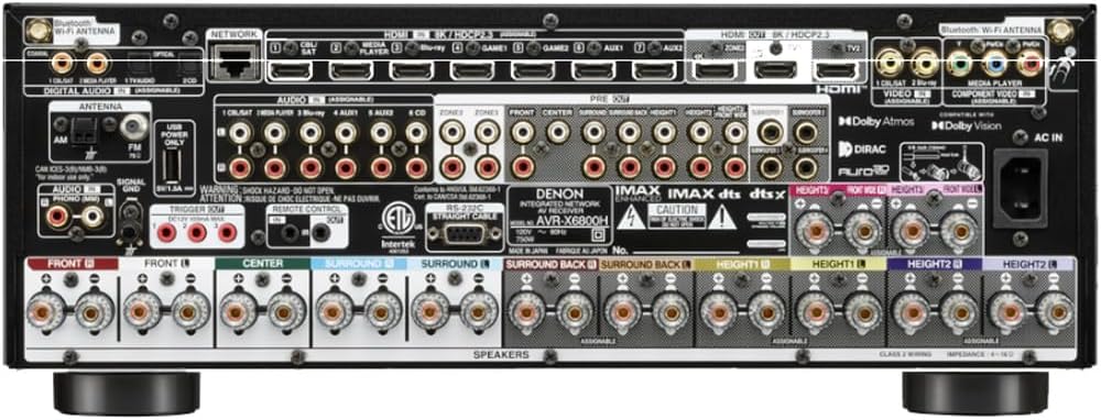 Denon AVR-X6800H 11.4 Channel 8K Receiver with 3D Audio and Dolby Atmos with a 1 Year Amber Protection Extension (2023), Black