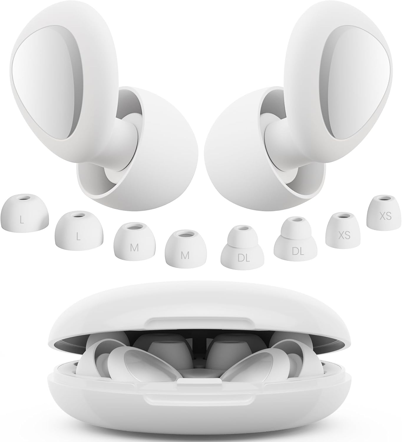 Ear Plugs for Sleeping Noise Cancelling, 45dB Reusable Silicone Ear Plugs for Concert, 8 Tips Earplugs for Noise Reduction, Hearing Protection Earplugs for Sleep, Concert, Snoring, Work, White