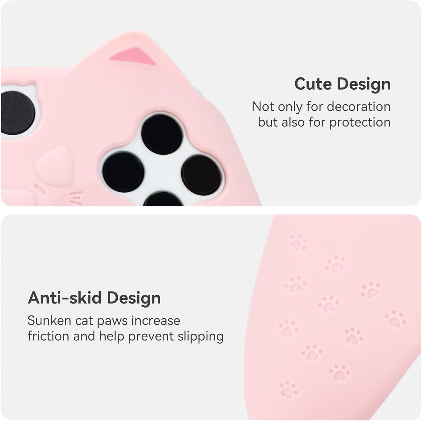 GeekShare Cat Paw Controller Skin Grips Set Anti-Slip Silicone Protective Cover Skin Case Compatible with Xbox Series X Controller with 2 Thumb Grip Caps and 1 Sticker (Pink)