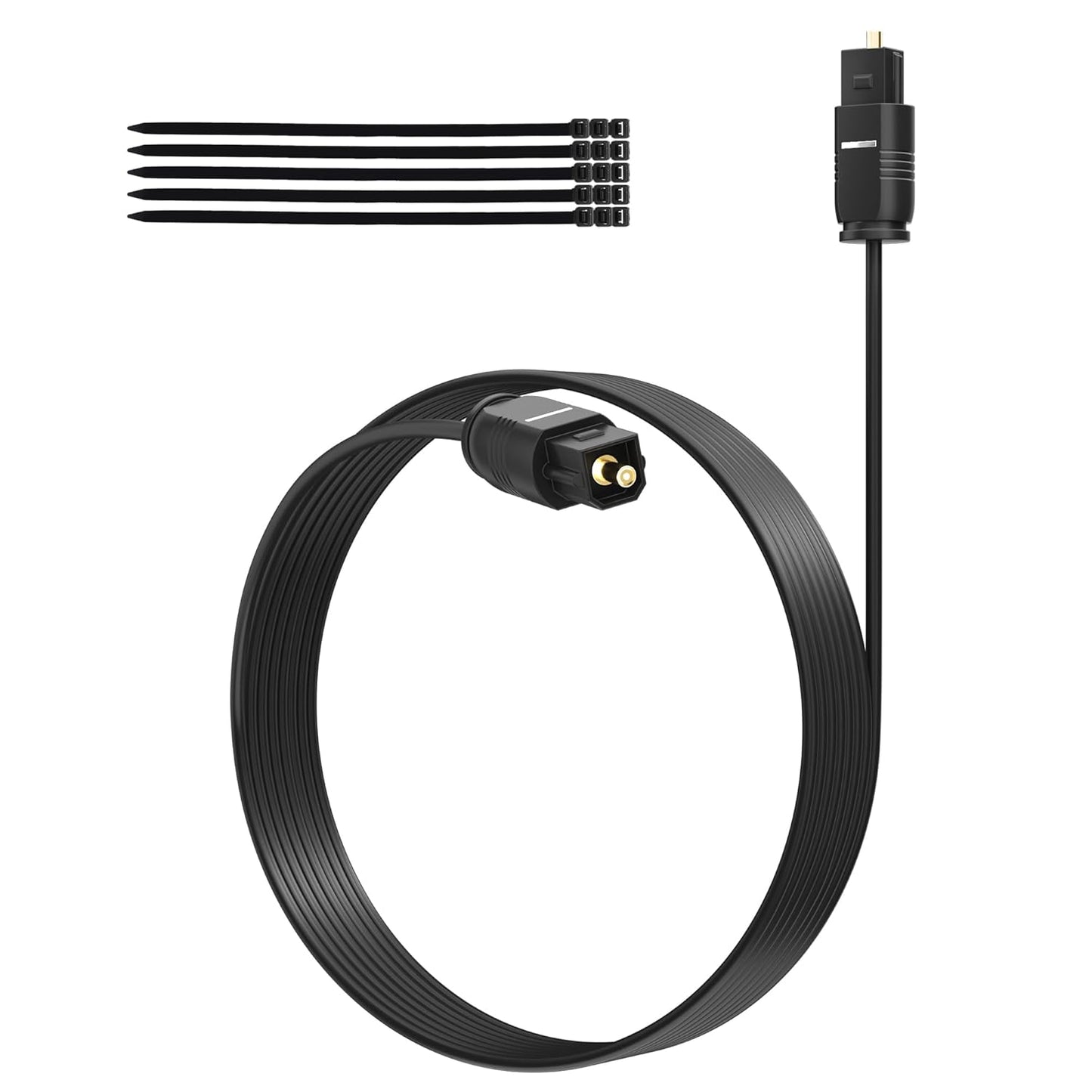 Adoreen Ultra-Thin Slim Digital Optical Audio Cable 40FT, Fiber Optic SPDIF Toslink Cord Gold-Plated High-Speed Flexible & Durable for TV Soundbar Home Theater Game Console PS4 Xbox Samsung +Ties