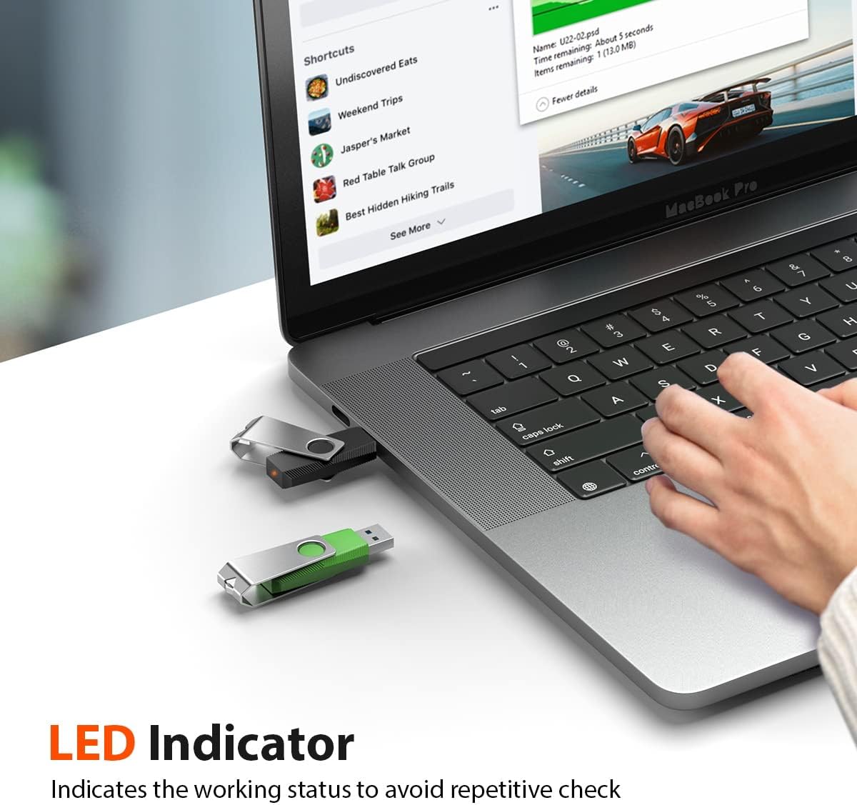 Aiibe 128GB Flash Drive 3.0 2 Pack 128GB USB Flash Drive Thumb Drive Zip Drive USB 3.0 Memory Stick USB Drive with Keychain (128G, 2 Colors: Black Green)