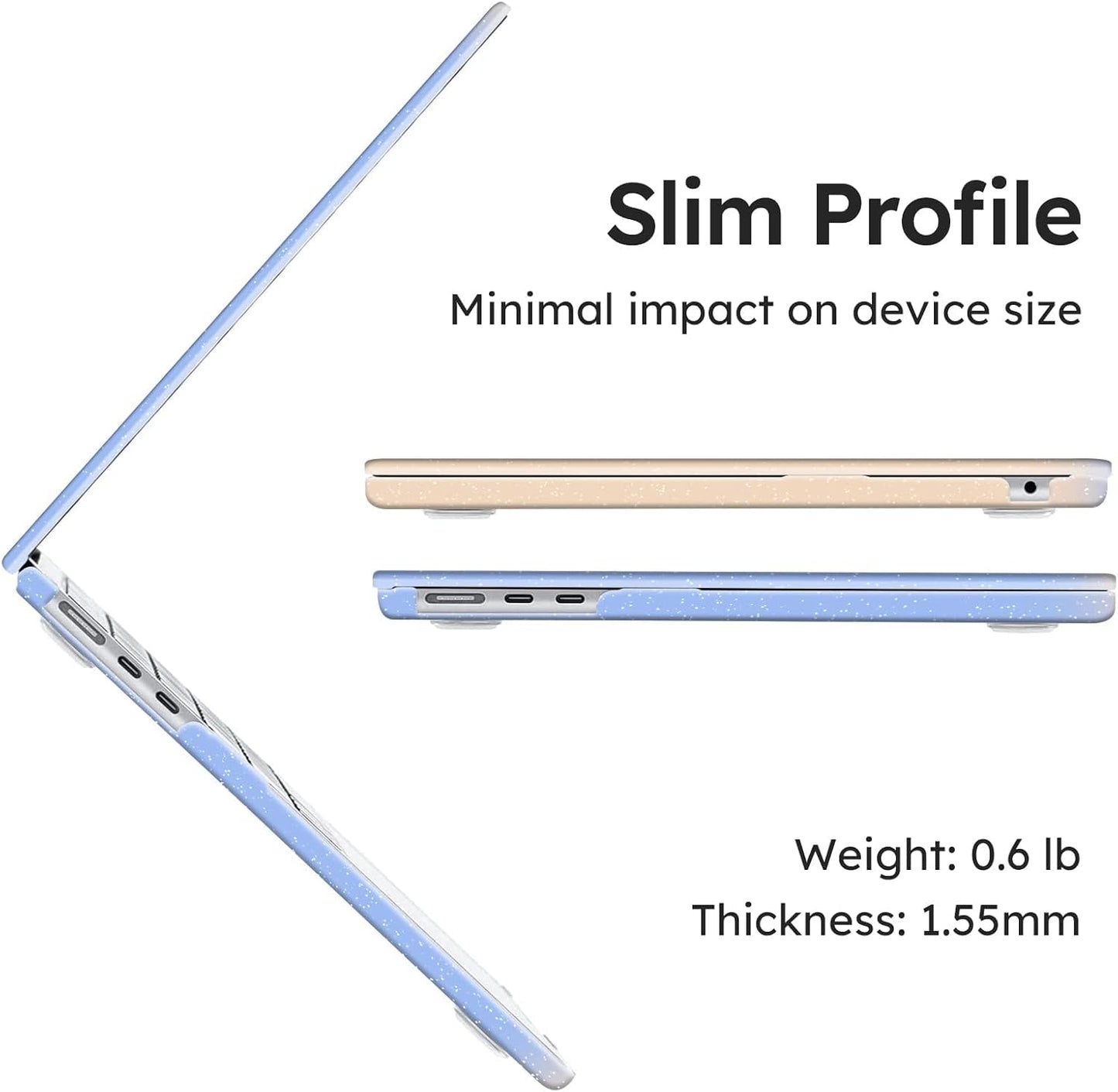 iCasso for MacBook Air 13 inch Case 2025 2024-2022 Release M4 A3240 M3 A3113 A2681 M2 with Liquid Retina Display, Hard Plastic Shell for Mac Air 13.6, Keyboard Cover&Screen Protector, Glitter Gradient