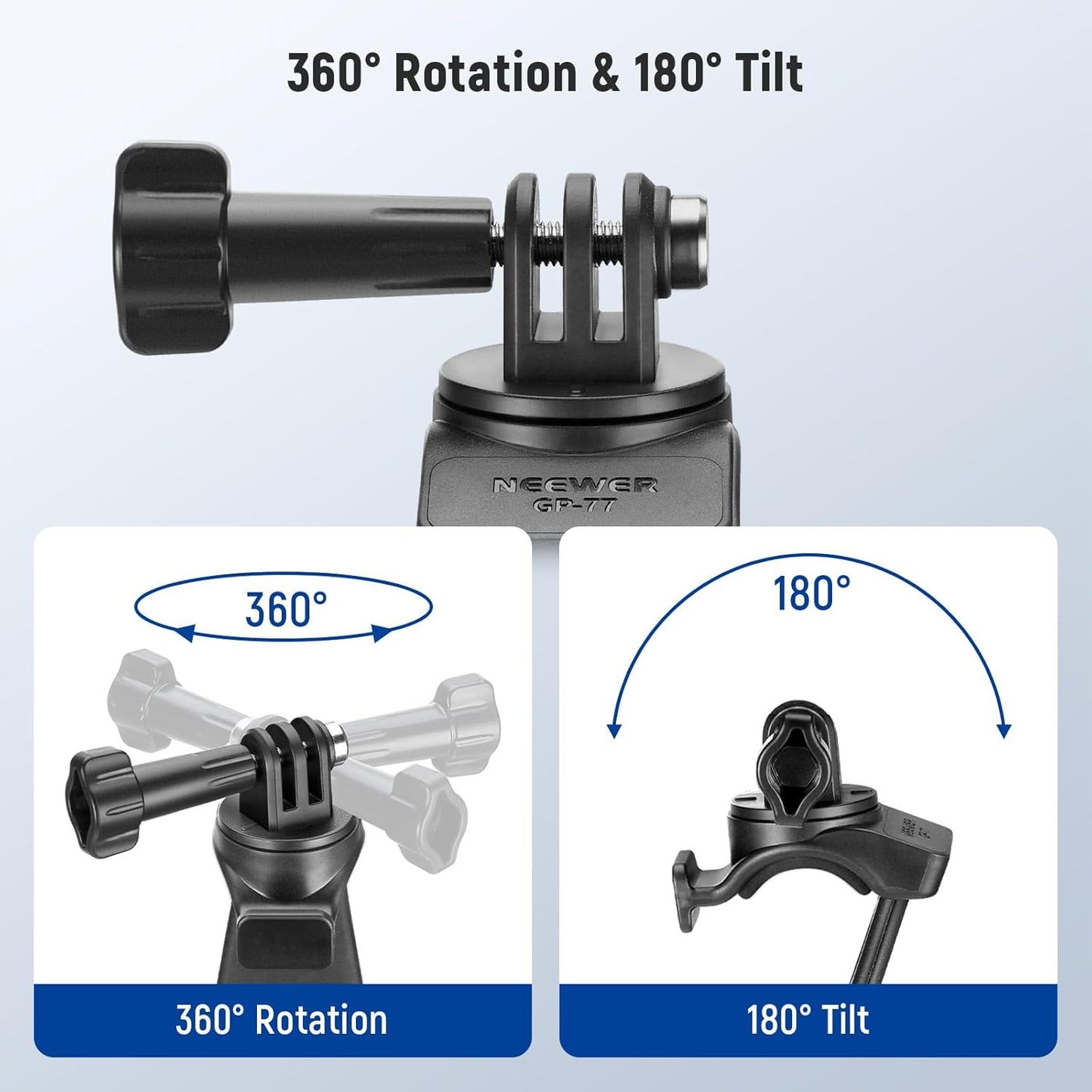 NEEWER Flexible Mount Wrap Band Compatible with GoPro DJI Insta360 Action Cameras, Motorcycle Bike Handlebar Roll Bar Tube Clip Holder Bracket Accessories for Photography Video Recording, GP-77 Black