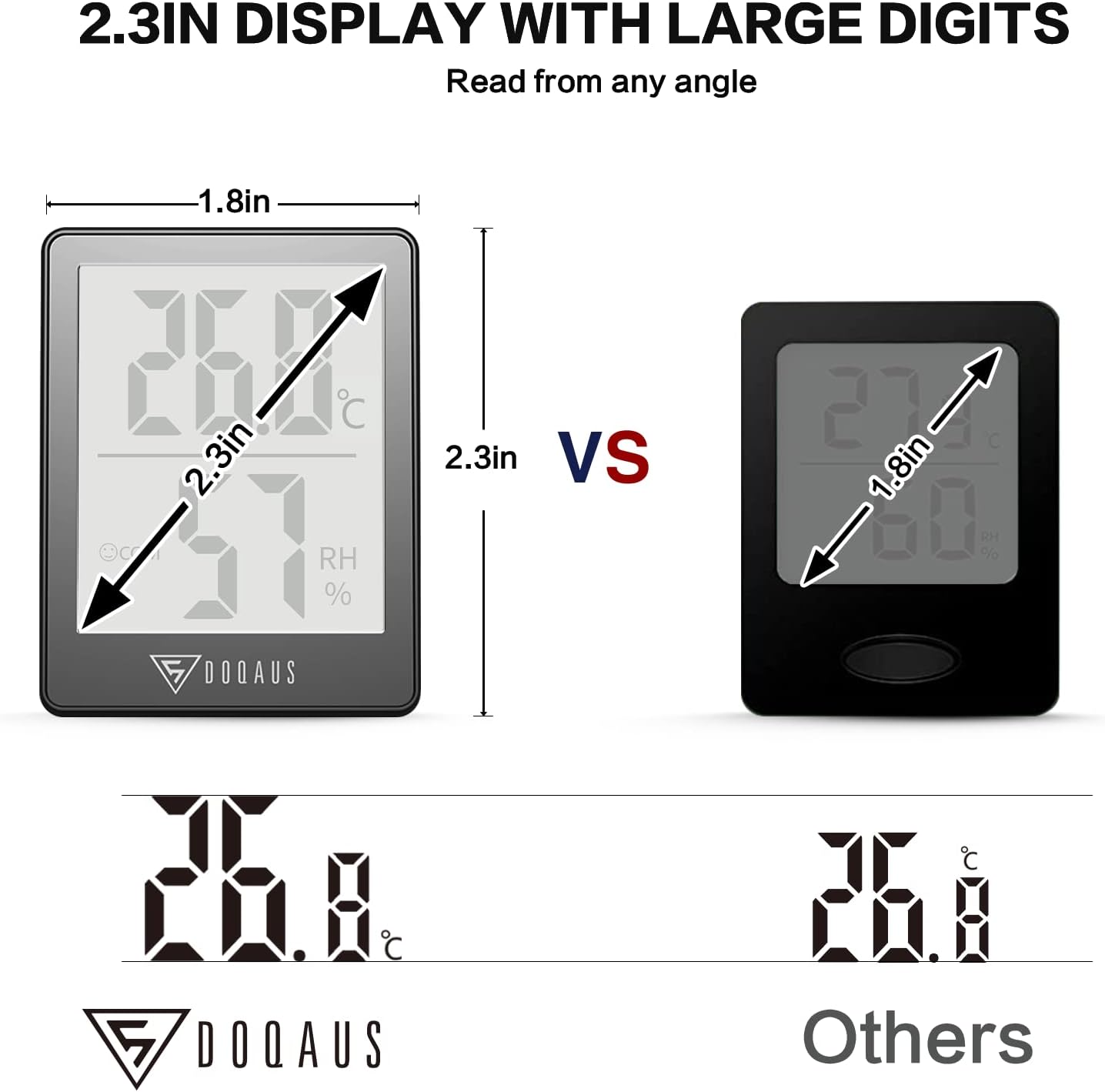 DOQAUS Indoor Thermometer [3 Packs], Mini Digital Hygrometer Room Thermometer, Humidity Meters, Accurate Temperature Humidity Monitor Gauge for House, Office, Greenhouse, Home Grey (2.3X1.8inch)