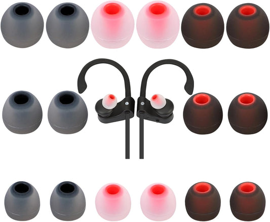 Earbud Tips Ear Bud Tips Soft Anti Slip Washable and Reusable Silicone Replacement Earbud Tips Fit Most in-Ear Earbuds(Inner Hole 3.8mm -5.1mm) 18pcs S M L