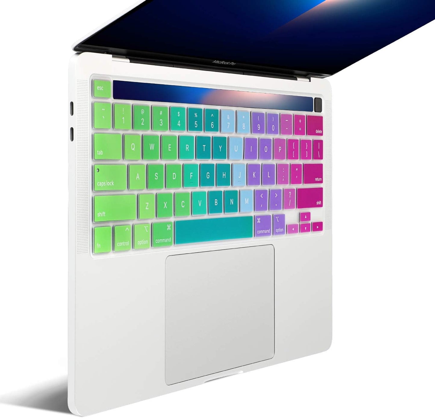 Allinside Keyboard Cover Skin for 2020 MacBook Pro 13 inch A2338 M1 A2251 A2289 and 2019 MacBook Pro 16 inch A2141 with Touch Bar & Touch ID, Rainbow