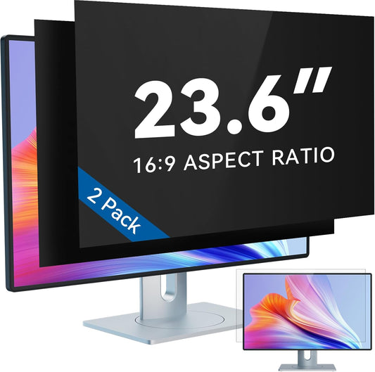 IPROKKO [2-Pack] 23.6 Inch Computer Privacy Screen Filter for 16:9 Widescreen Monitor, Removable 23.6in Anti Blue Light Glare Privacy Shield, Anti Spy Security Protector for Hp Dell Asus Acer Samsung