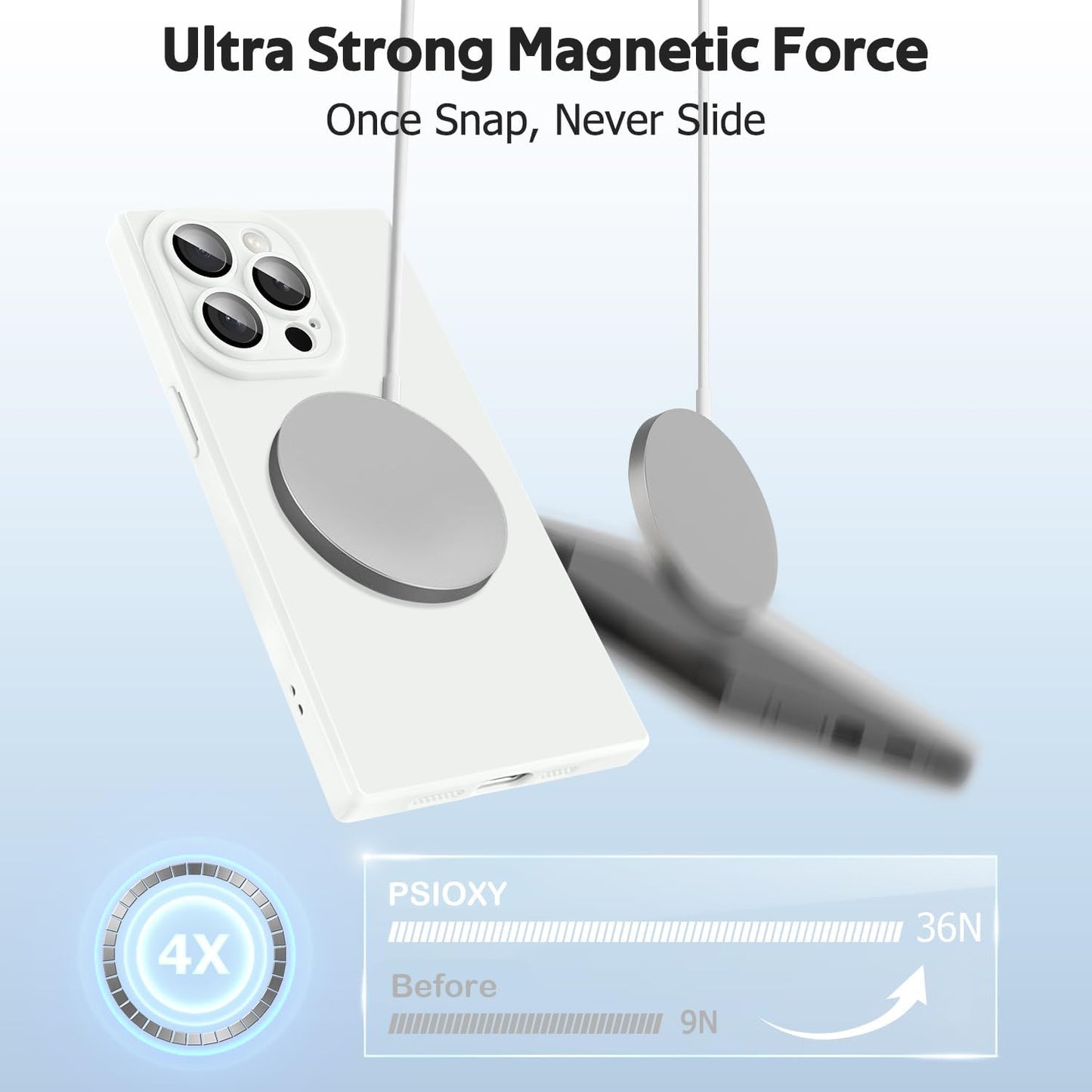 Designed for iPhone 15 Pro Max Case Compatible with Magsafe Cover Camera Lens Protector Military Grade Protection Shockproof Soft TPU Slim Magnetic Phone Case for iPhone 15 Pro Max White