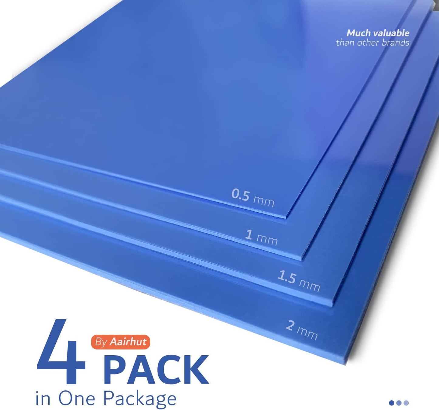 4 Pack Thermal Pad, 100 x 100 mm x 0.5 mm + 1 mm + 1.5 mm + 2 mm Silicone Cooling Pad 6 W/m.K GPU Non Conductive Heat Resistance Extreme Odyssey Cover for Laptop Heatsink CPU GPU SSD IC LED Cooler