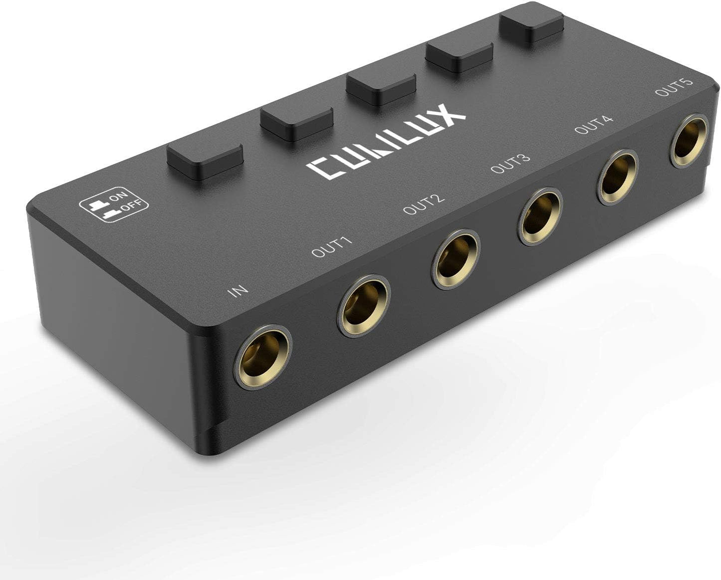 Cubilux 5-Way 6.35mm Stereo Audio Splitter with Switch, Passive Multi 1/4” AUX Distributor, Quarter Inch TRS Splitter Box/HUB for Instrument Cable, Headphones, Speaker, Guitar, Keyboard, Pedal