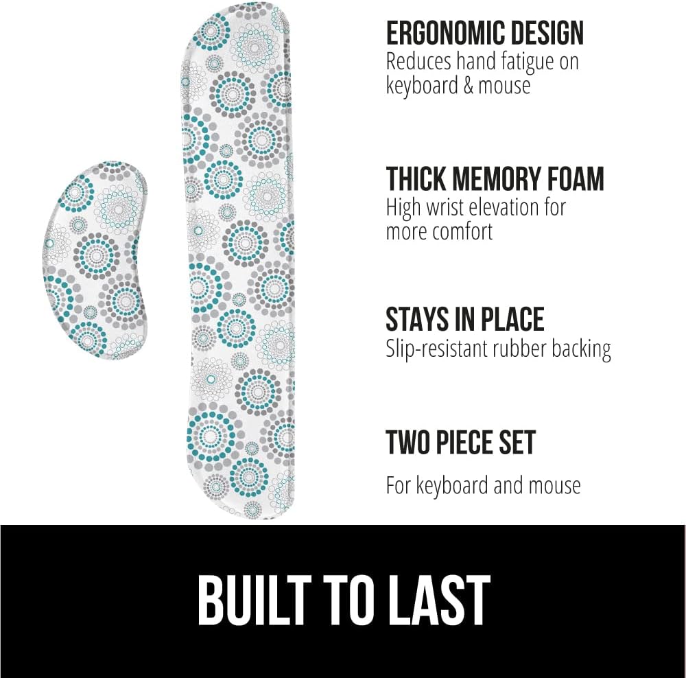 GORILLA GRIP Silky Gel Memory Foam Wrist Rest for Computer Keyboard, Mouse, Ergonomic Design for Typing Pain Relief, Desk Pads Support Hand and Arm, Mousepad Rests, Stain Resistant, 2 Piece Pad Spiral