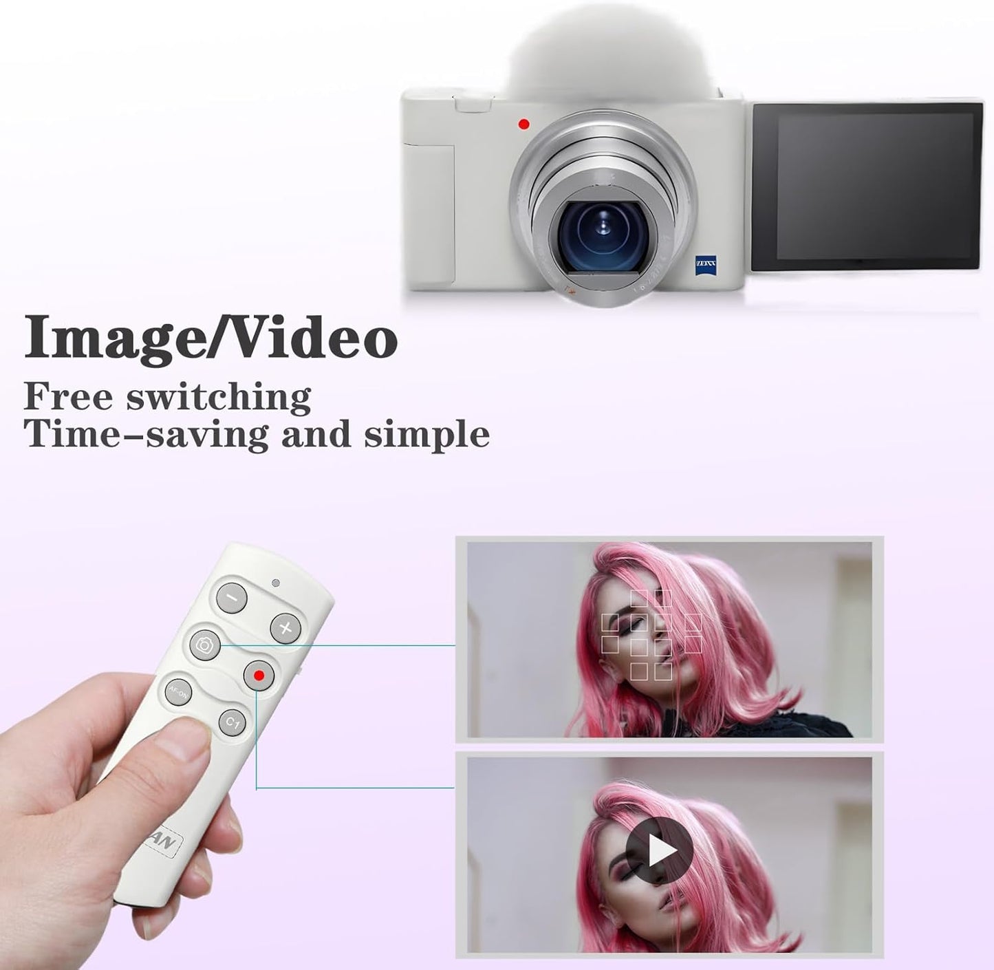 AODELAN Camera Wireless Shutter Release Remote Control for Sony ZV-E10, FX3, ZV-1, A7SM3, A7C, A7RIV, Alpha 9,7R IV,7R III, 7 III, RX0 II, RX100 M7,6600, 6400, 6100, 9 II; Replces Sony RMT-P1BT