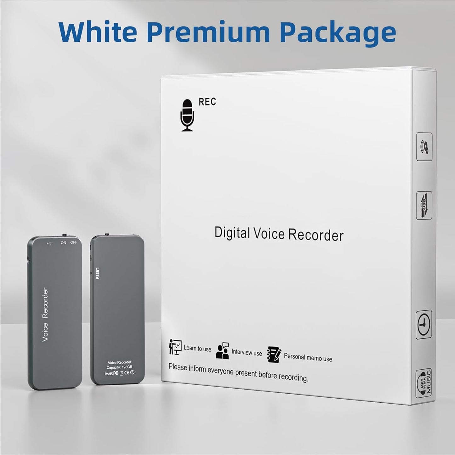 128GB(1800Hrs) Howabo Voice Activated Recorder with Playback, 40Hrs Recording Device with Metal Housing, 1536Kbps Digital Voice Recorder with USB-C for Interviews Personal Memo