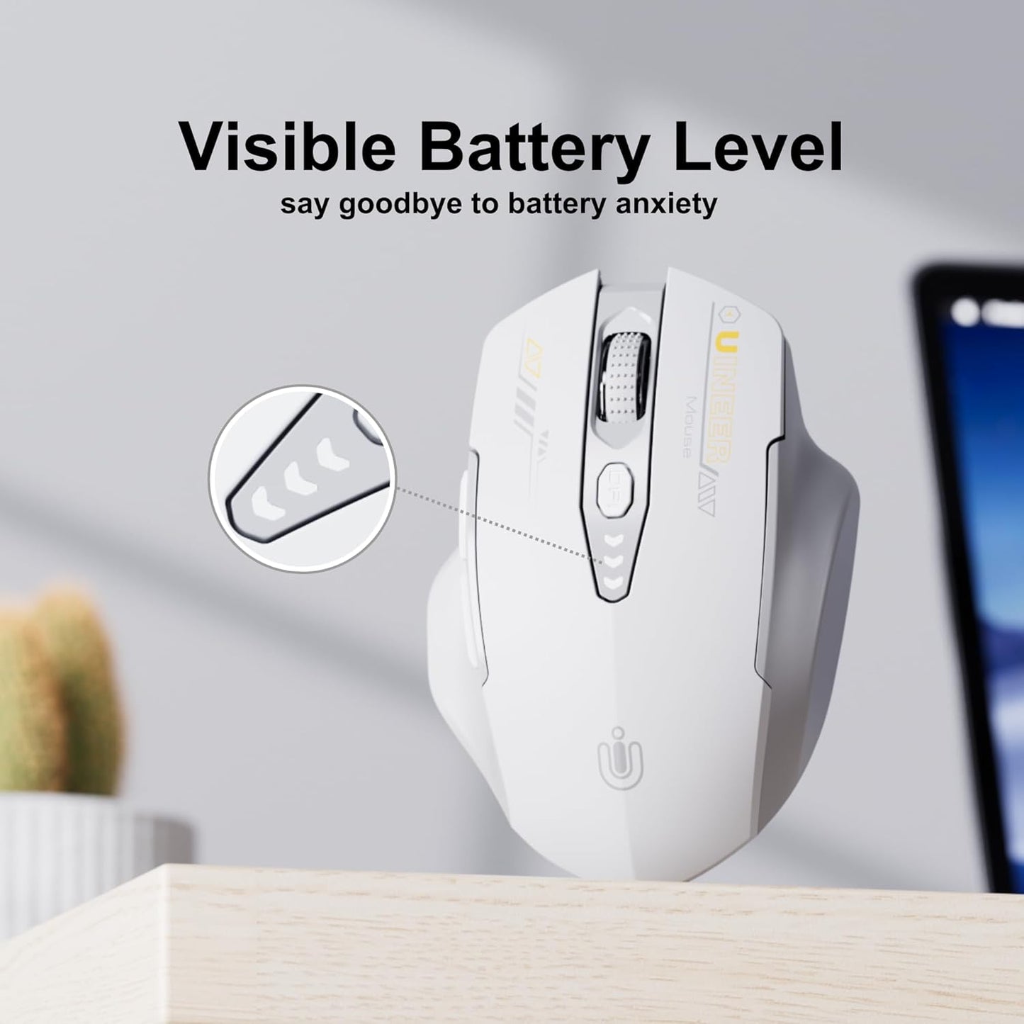 Bluetooth Mouse - Multi-Device Wireless, Upgraded Tri-Mode (BT 5.0/4.0+2.4G Hz) Rechargeable Ergonomic Mouse, 4 Adjustable DPI, Coldless for Laptop and PC