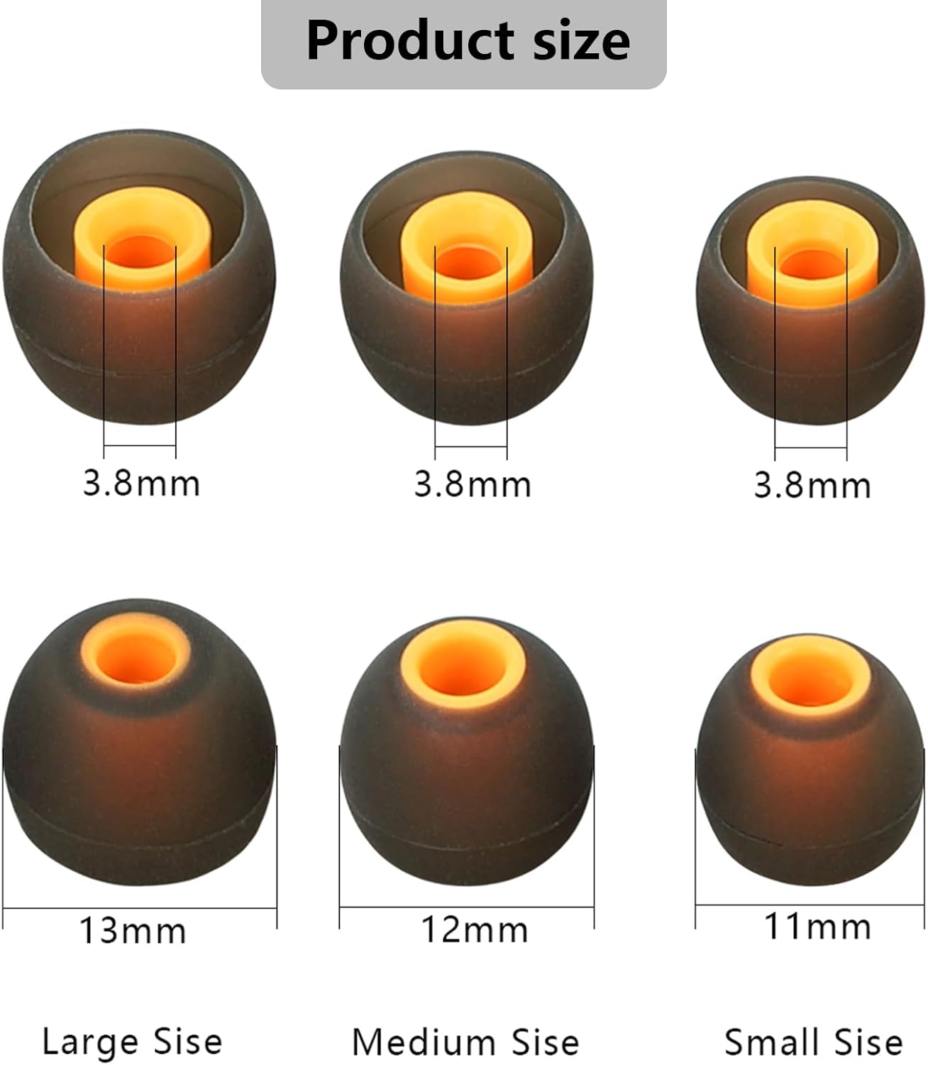 Earbud Replacement Tips Silicone Earbud Tips Earbud Covers Fit for in-Ear Headphones (Inner Hole 3.8mm -5.1mm) Ear Tips Earbud Rubber Tips 9 Pairs S/M/L