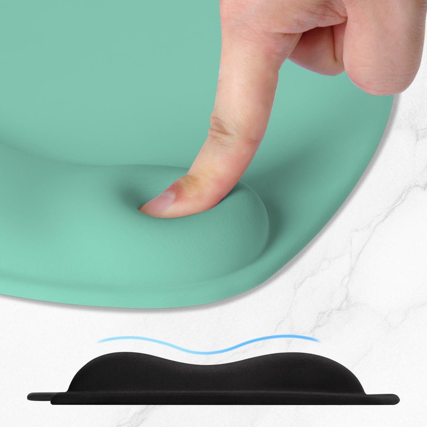ITNRSIIET Ergonomic Mouse Pad, Cushioned Gel Wrist Rest, Non-Slip Base, Smooth Surface, Compatible with All Mice for Office & Gaming, Desk Accessory, 9.5 x 8.2 inch, Mint Green