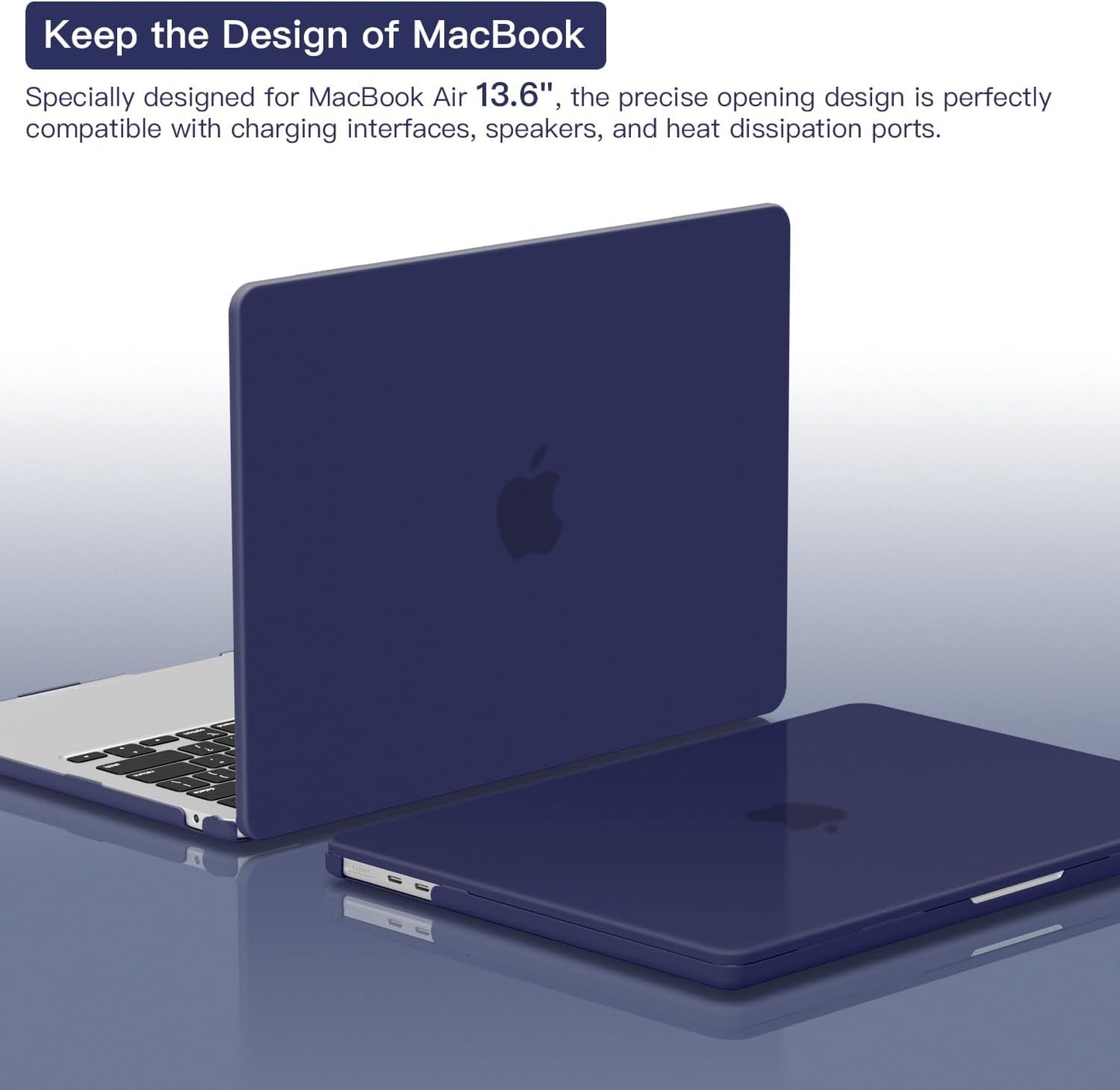 CISSOOK Case for MacBook Air 13.6 inch 2022 2024 2025 Release A2681 M2 A3113 M3 A3240 M4 Chip with Touch ID,Royal Blue Hard Shell Case & Keyboard Cover & Screen Protector, Navy Blue