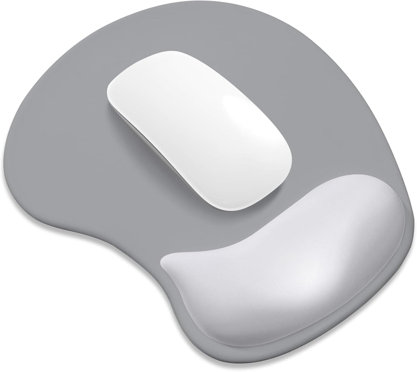 ITNRSIIET Ergonomic Mouse Pad, Cushioned Gel Wrist Rest, Non-Slip Base, Smooth Surface, Compatible with All Mice for Office & Gaming, Desk Accessory, 9.5 x 8.2 inch, Light Gray Accent