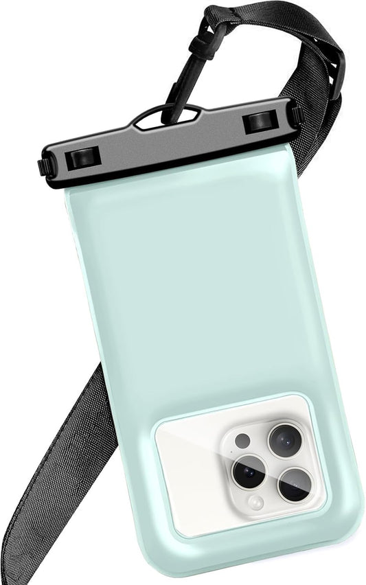 Floatable Soap Bubble Waterproof Phone Pouch/Case with Crossbody Lanyard for iPhone 16 Pro Max/15 Pro/14/13/12, IP68 Cellphone Dry Bag Beach Cruise Ship Essentials, 1 Pack-Blue-7″