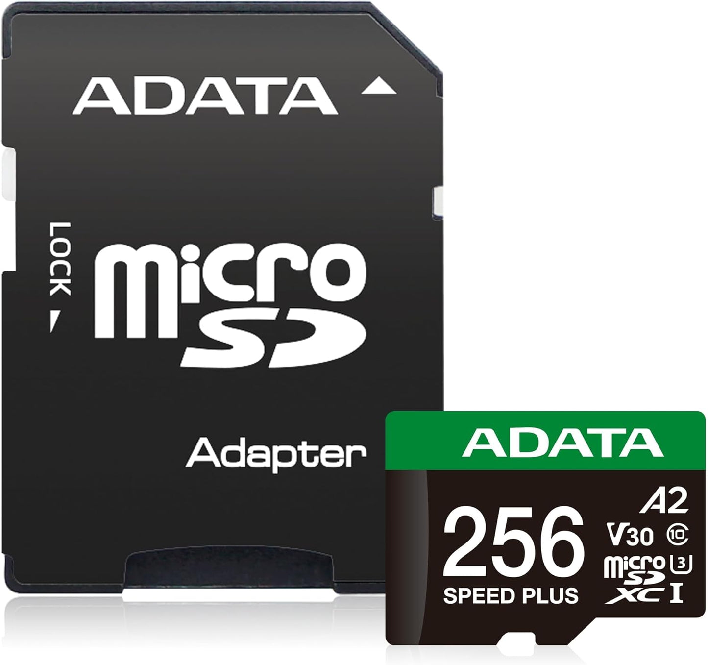 ADATA Speed Plus 256GB microSDXC UHS-I Memory Card with Adapter, Up to 180MB/s, Support U3, V30 Video Micro SD Card, 2 Pack