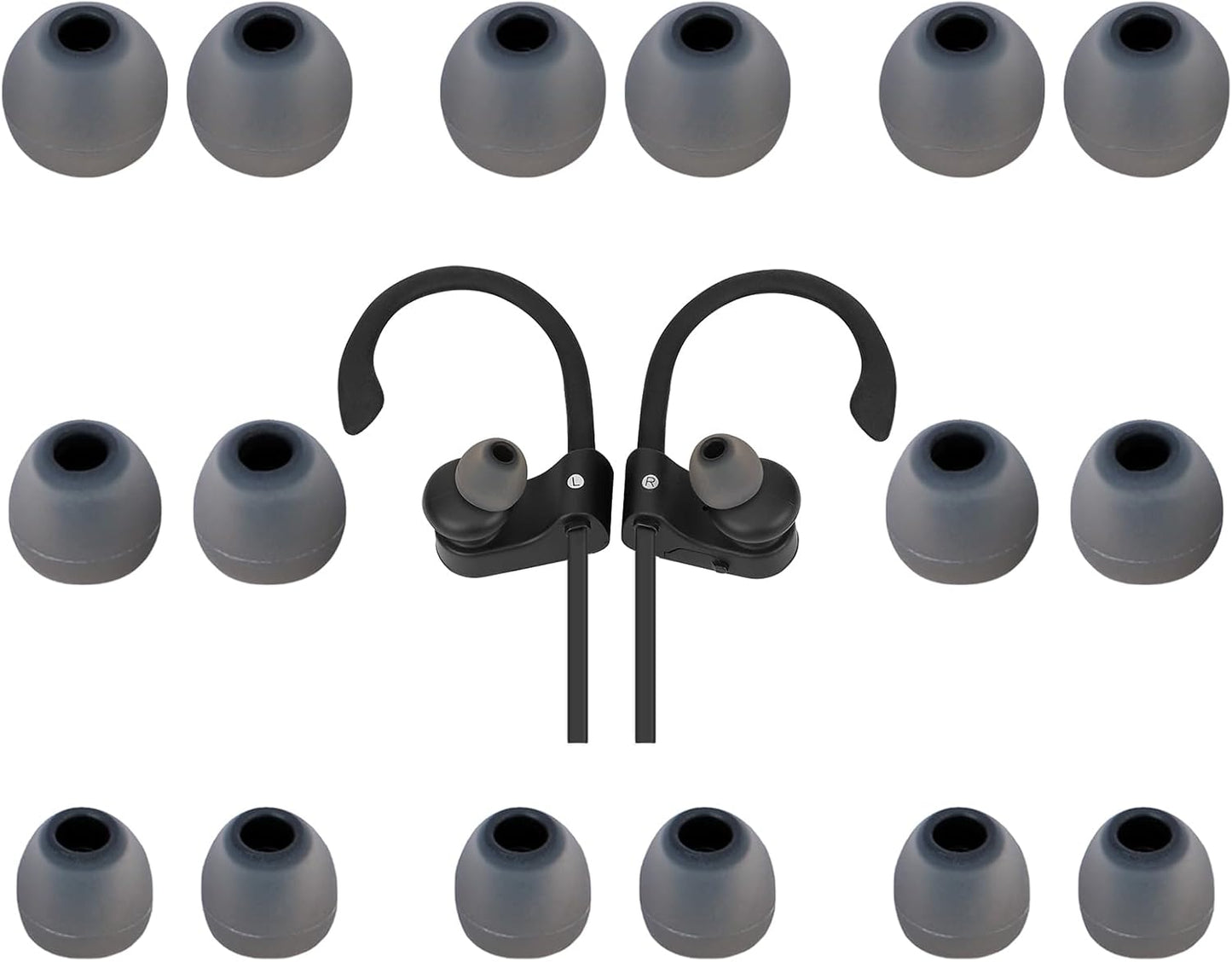 Earbud Tips Ear Bud Tips Soft Anti Slip Washable and Reusable Silicone Replacement Earbud Tips Fit Most in-Ear Earbuds(Inner Hole 3.8mm -5.1mm) 18pcs S M L