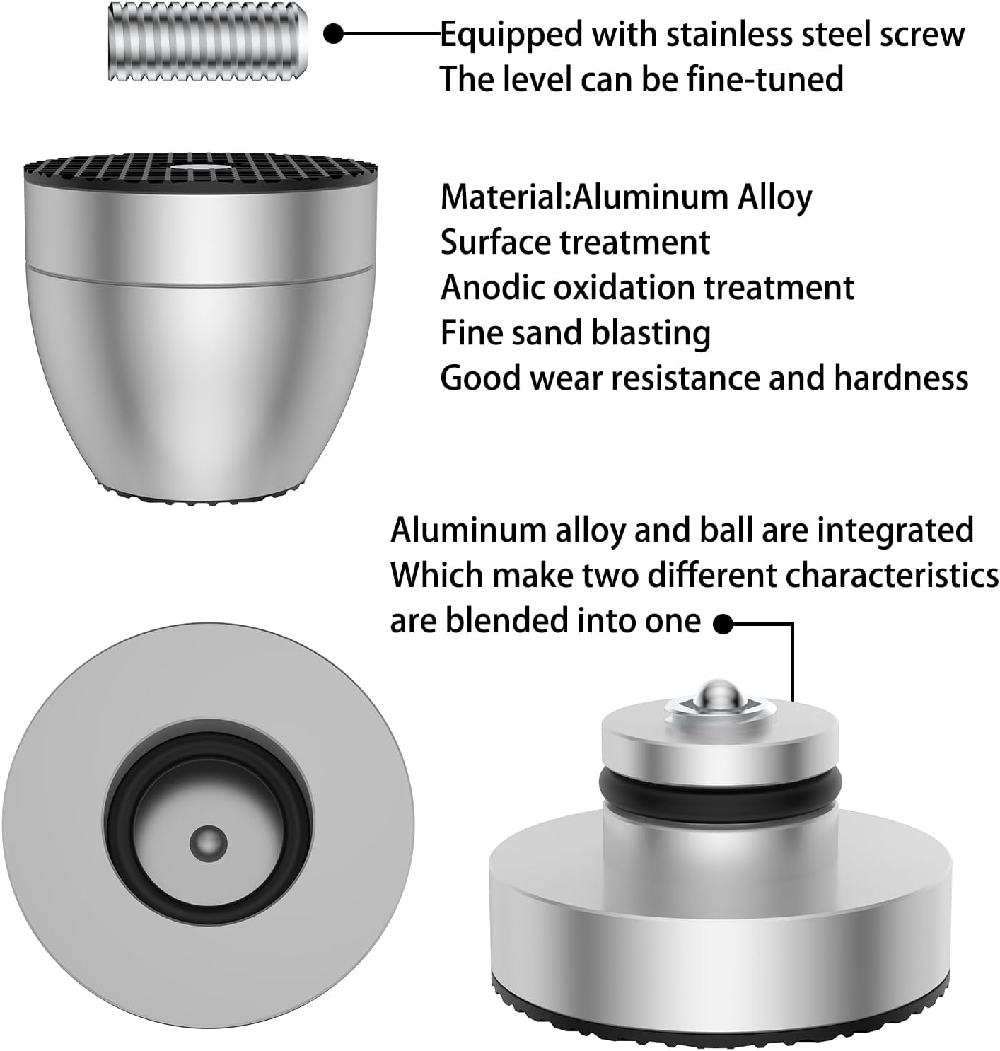 Audiocrast 4X HiFi Speaker Spike Pads Isolation Stand Feet, IF3033 Speaker Shock Absorber Resonance Cancelling Vibration Dampening Floor Protector 30x33MM with Stainless Steel Beads for Audio Gears