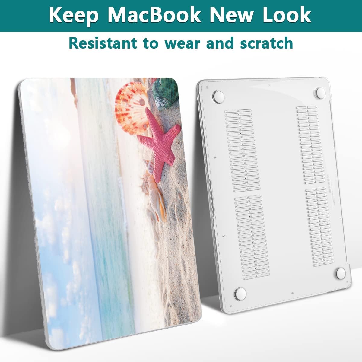 Teryeefi for MacBook Air M1 13 inch Case 2018 2019 2020 (Model A2337 A2179 A1932) with Touch ID & Retina, Printing Hard Shell Case + Keyboard Cover + Screen Protector, Summer Beach