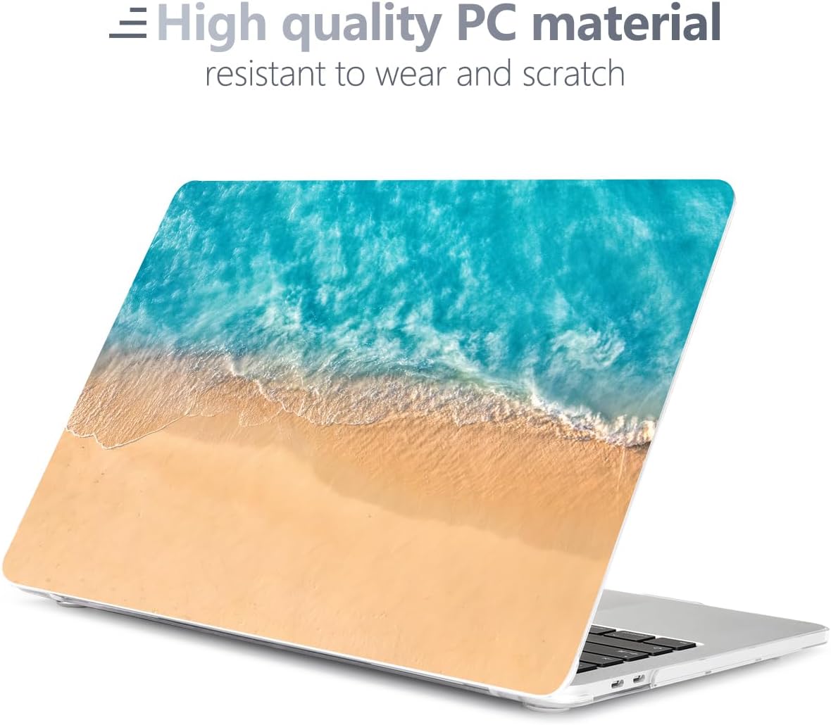 Batianda Design Case for M1 MacBook Air 13 Inch Model A2337 A2179 A1932 2021 2020 2019 Release,3D Painted Landscape Series Hard Shell with Keyboard Cover & Screen Protector, Beach