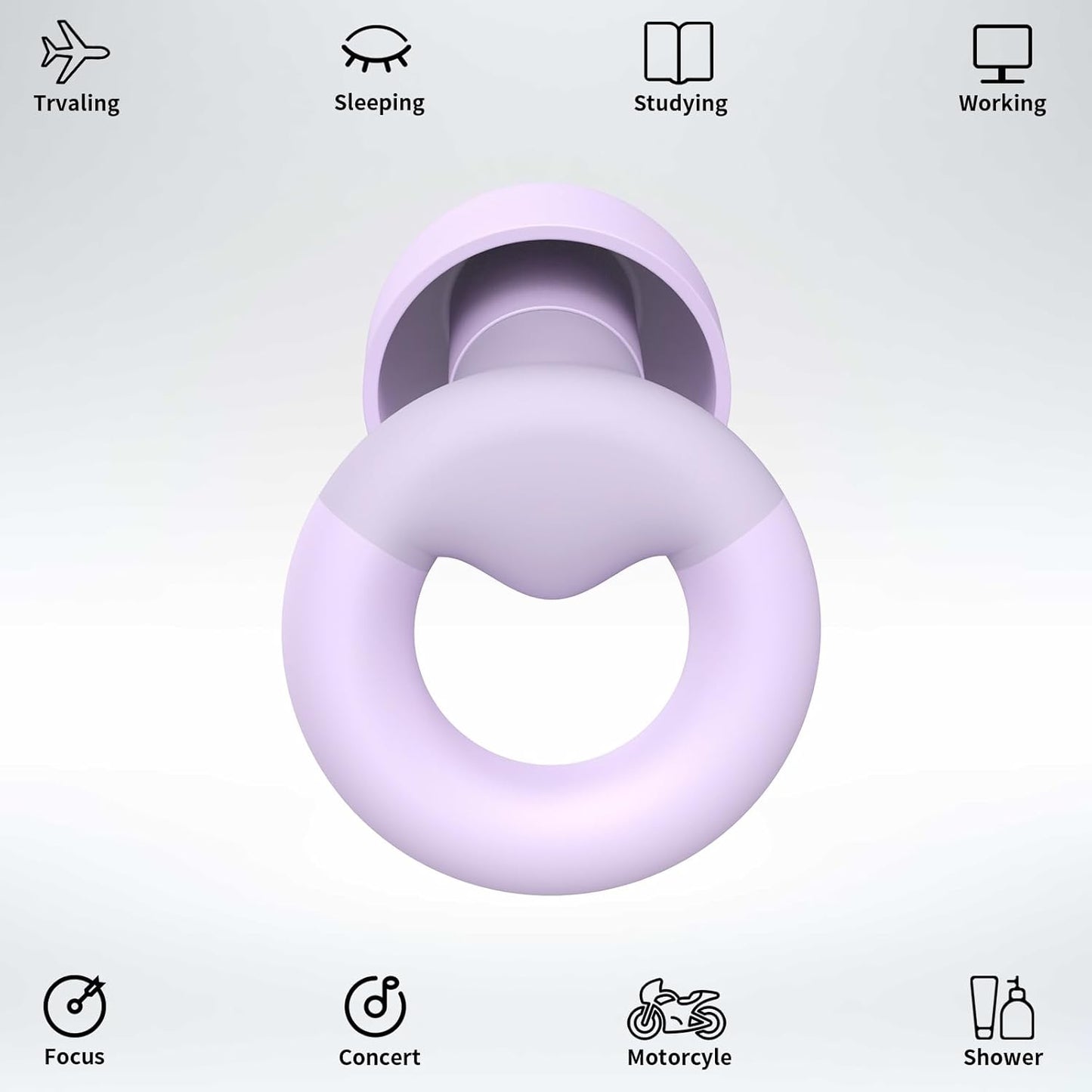 Earplugs for Sleeping & Noise Reduction - Soft Silicone Earplugs with 7 Pairs Ear Tips & One Connection Cord, Hearing Protection for Sleeping, Concerts, Work & Sound Reduction 25dB-30db