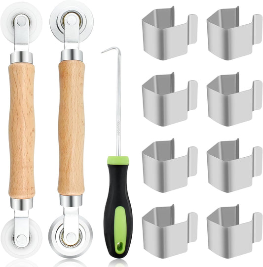 4 in 1 Screen Repair Kit, Screen Roller Tool Kit Inlcuded Metal/Nylon Screen Roller Tool, Spline Removal Hook and Screen Clips, Screen Repair Tool for Installing Door Window Mesh