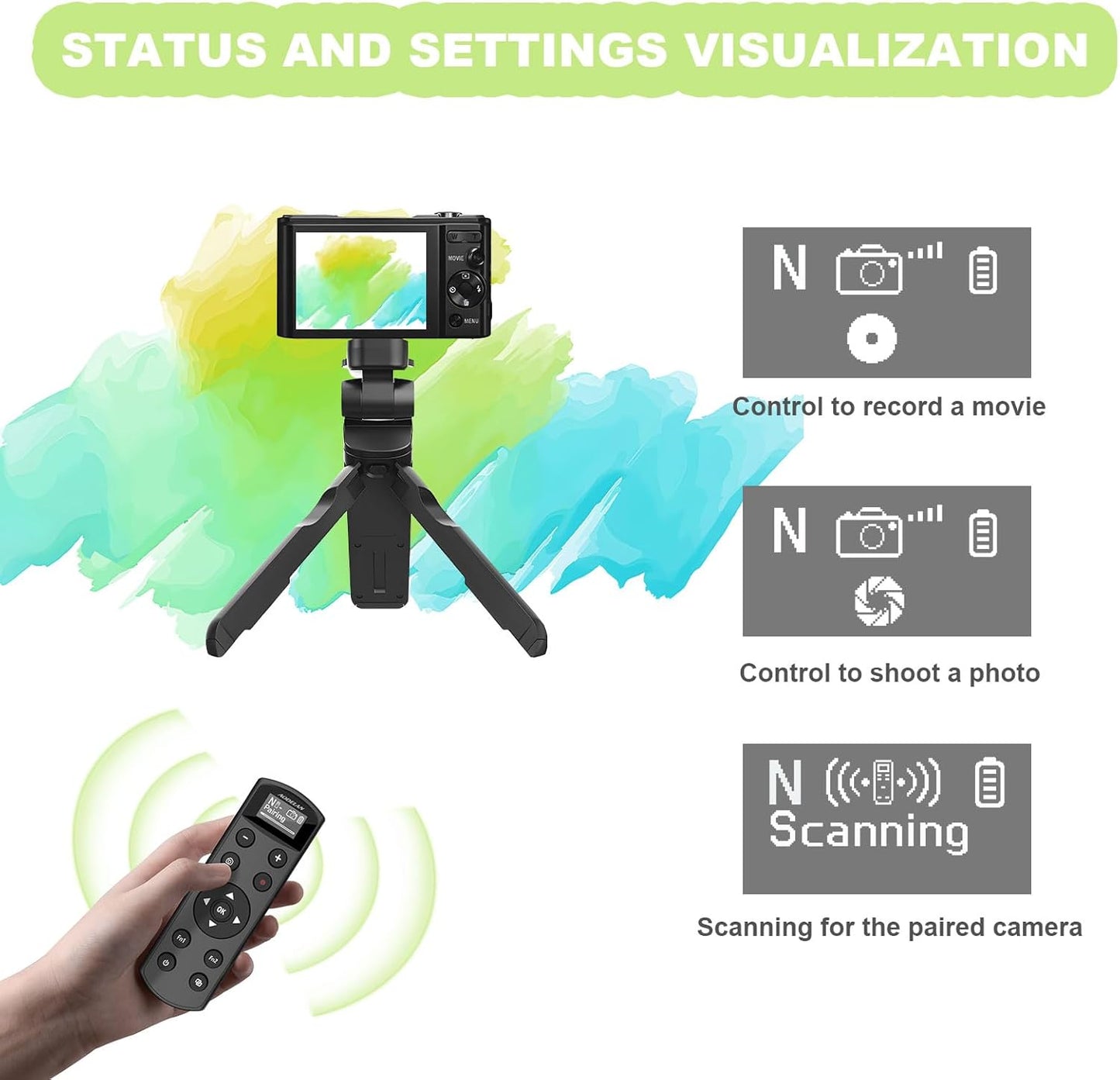 Remote Control for Nikon Camera,USB-C Rechargeable Wireless Shutter Release with OLED Screen – Video, Zoom & Focus Control for Nikon A1000, B600, P1000, P950, Z6III, Z30, Z50II, Zfc, Z5 (Black)