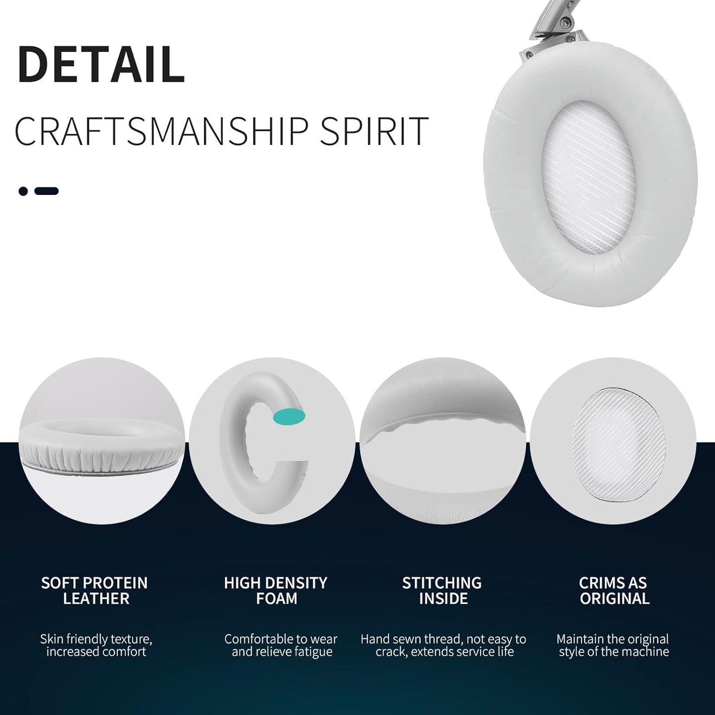 Ear Pads for Bose QC35: Durable Comfortable Noise Cancellation Replacement Cushion Earpads for Bose Quitecomfort 35 QC35 QC35 ii Headphones with Good Audio Quality