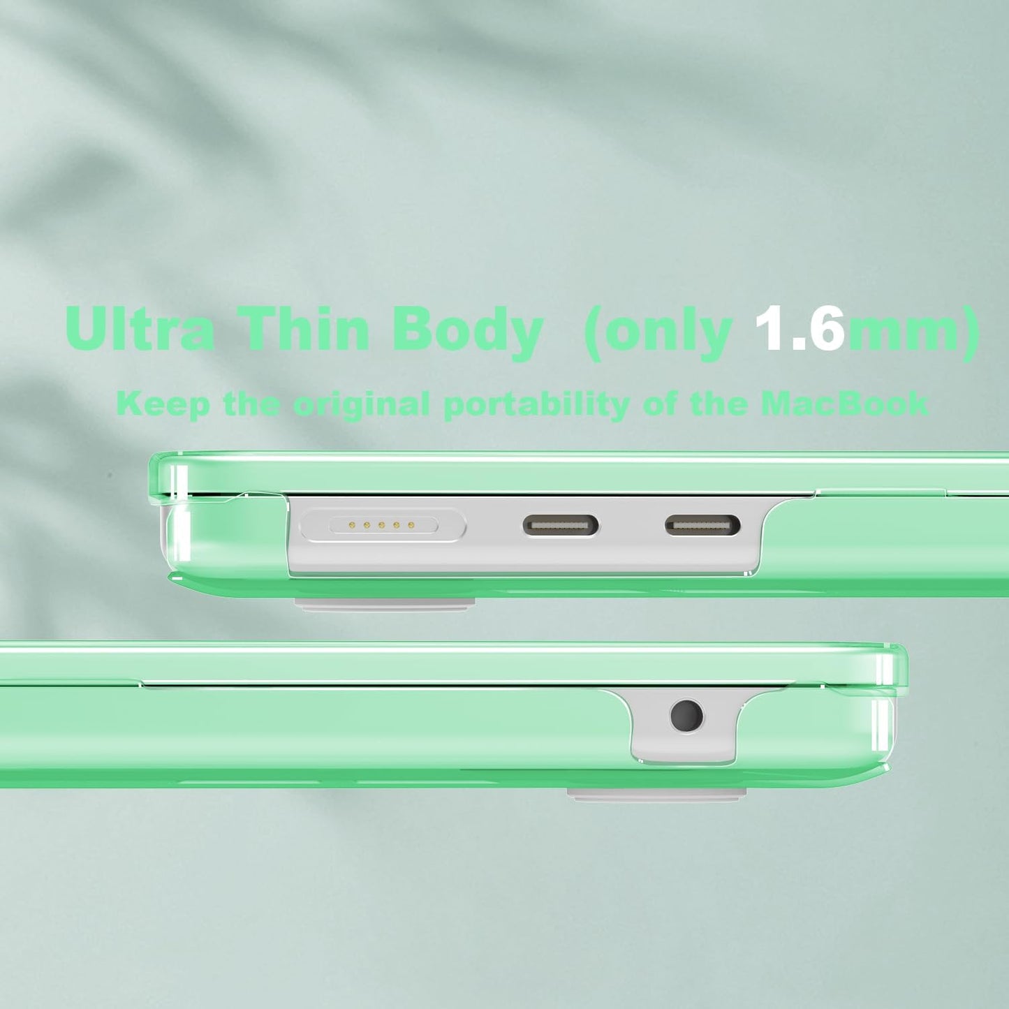 CISSOOK Compatible with MacBook Air 13.6 inch Case 2022 2024 2025 Release A2681 A3113 A3240, Plastic Hard Shell Case with USB Adapter for MacBook Air 13 inch M2 M3 M4 Chip, Clear Green