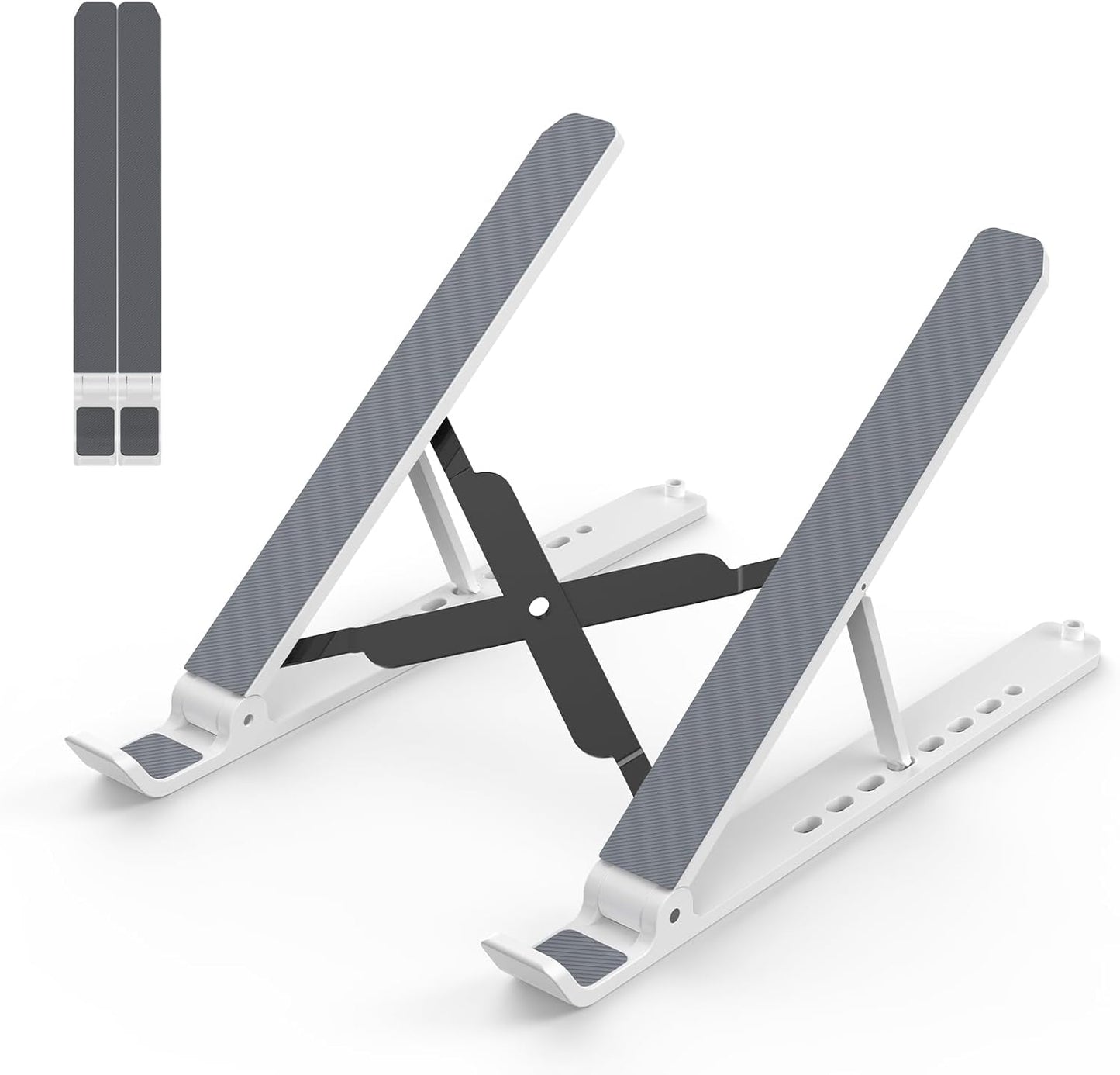 Laptop Stand for Desk, Adjustable Laptop Riser ABS+Silicone Foldable Portable Notebook Holder, Ventilated Cooling Notebook Mount Computer Stand for 10-15.6” Laptops,Tablets-White