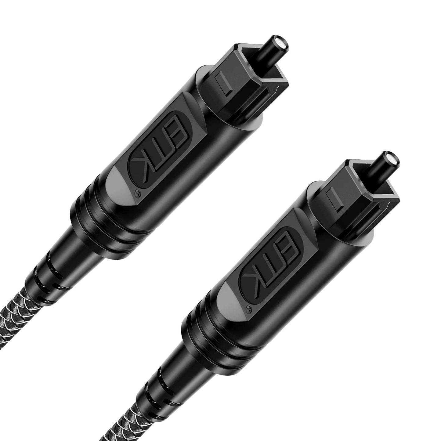 EMK Digital Optical Audio Cable [1.5 Feet/0.5M] - Slim Nylon Braided Toslink Fiber Optic Cable for Sound Bar, TV, Home Theater, PS4, Xbox, Blu-Ray Player & More - High-Speed SPDIF (Black1)