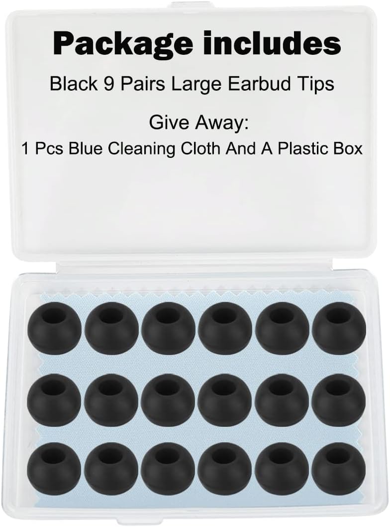 Earbud Tips Replacement - 9 Pairs White Ear Tips Compatible with Powerbeats 2/3, LG, Samsung Earbuds