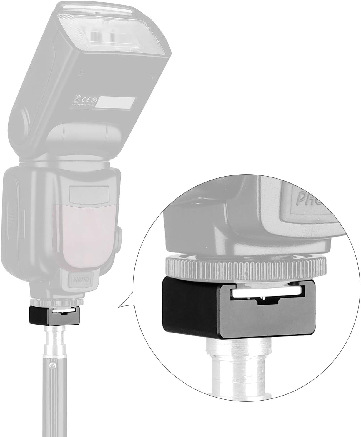 Updated Anwenk Flash Cold Shoe Mount Adapter Flash Shoe Mount Flash Stand Adapter with 1/4"-20 Tripod Screw Thread for Camera Flash Nikon Canon Olympus Panasonic Speedlite Flash, 2Pack