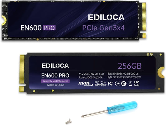 EN600 PRO SSD 256GB PCIe 3.0 Gen 3x4, NVMe M.2 2280, Up to 3200MB/s, Internal Solid State Drive, SLC Cache 3D NAND TLC, Graphene Cooling Sticker, Storage for PC, Desktop and Laptops