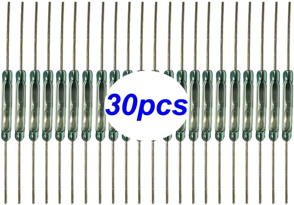 30pcs Reed Switch, Normally Open (N/O) Magnetic Induction Switch, Miniature Reed Contact (2mm x 14mm)