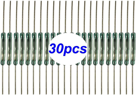 30pcs Reed Switch, Normally Open (N/O) Magnetic Induction Switch, Miniature Reed Contact (2mm x 14mm)