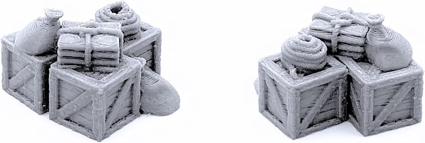 Cargo Piles DND Terrain Compatible with Dungeons and Dragons, Warhammer 40k, 28mm Miniature Wargaming, Tabletop RPGs, Wargame Scenery