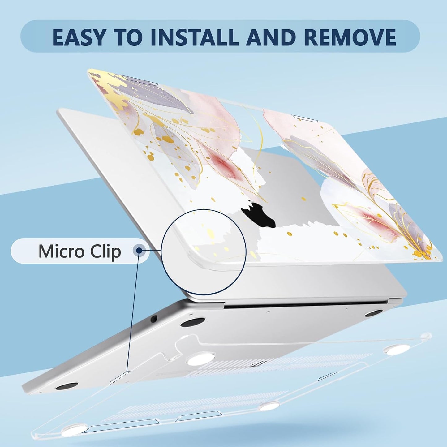 Compatible with MacBook Air 15 inch Case, M4 A3241/M3 A3114/M2 A2941 (Released 2025 to 2023), Hard Shell, Keyboard Cover, Screen Protector, Webcam Cover & Type-C Adapter, Vector Flower