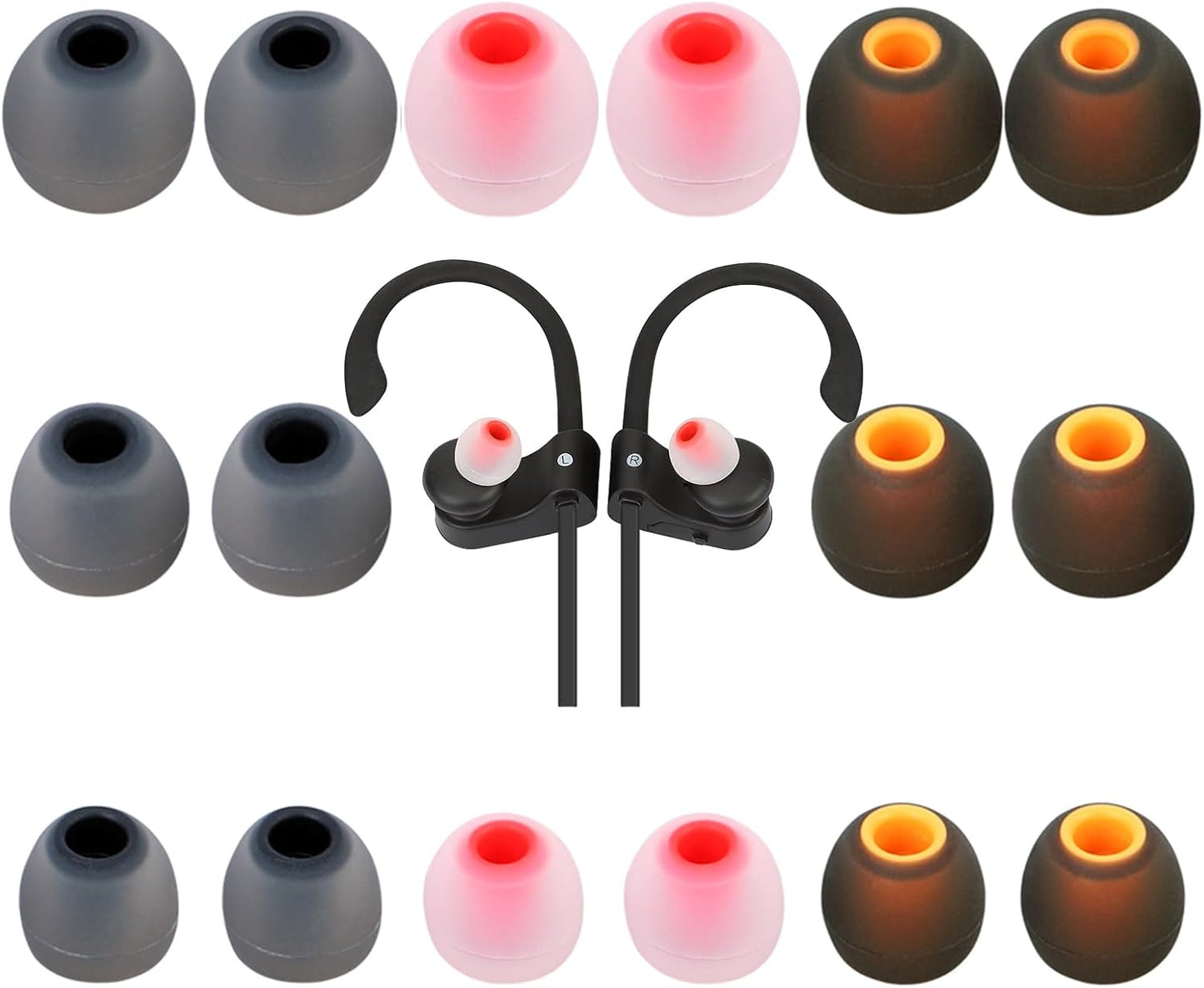 Earbud Tips Ear Bud Tips Soft Anti Slip Washable and Reusable Silicone Replacement Earbud Tips Fit Most in-Ear Earbuds(Inner Hole 3.8mm -5.1mm) 18pcs S M L