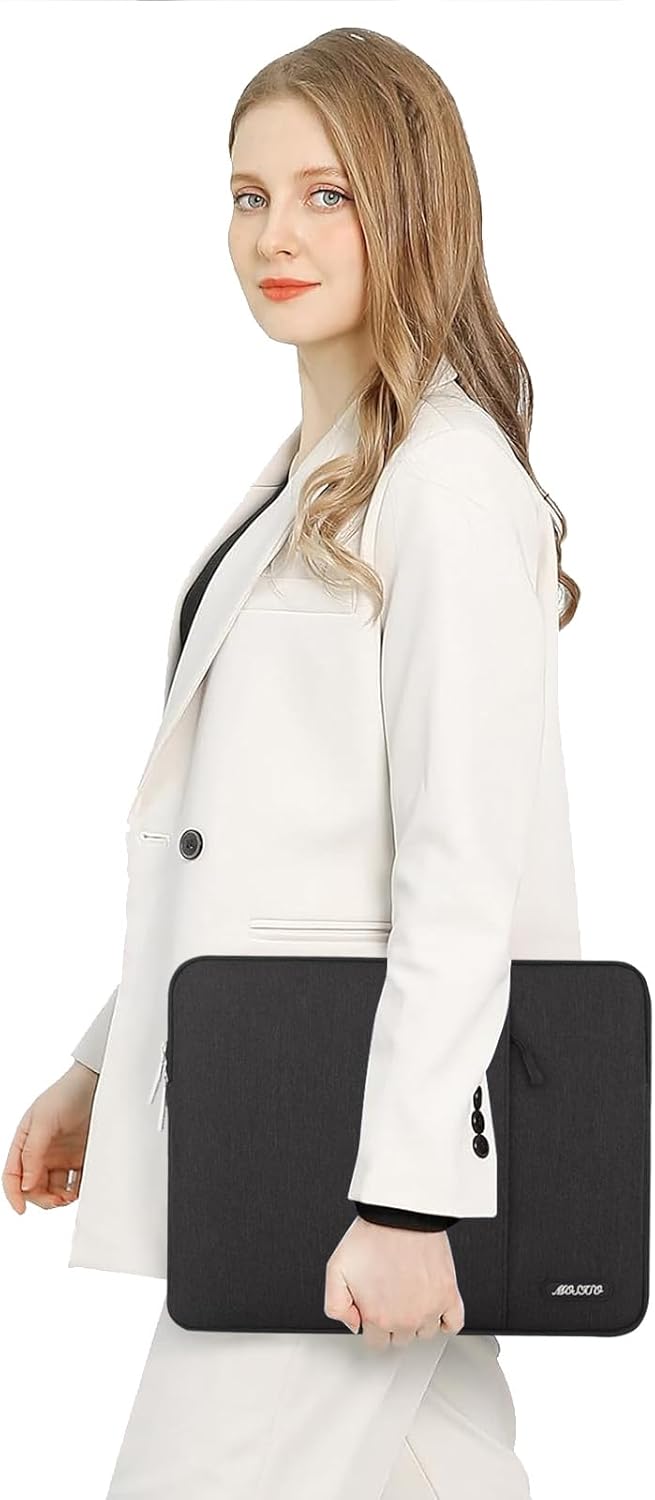 MOSISO Laptop Case 17.3 inch, 17-17.3 inch Laptop Sleeve Compatible with Dell, HP, Lenovo, Asus, Acer, Alienware, Polyester Vertical Computer Sleeve Bag with Pocket, Black