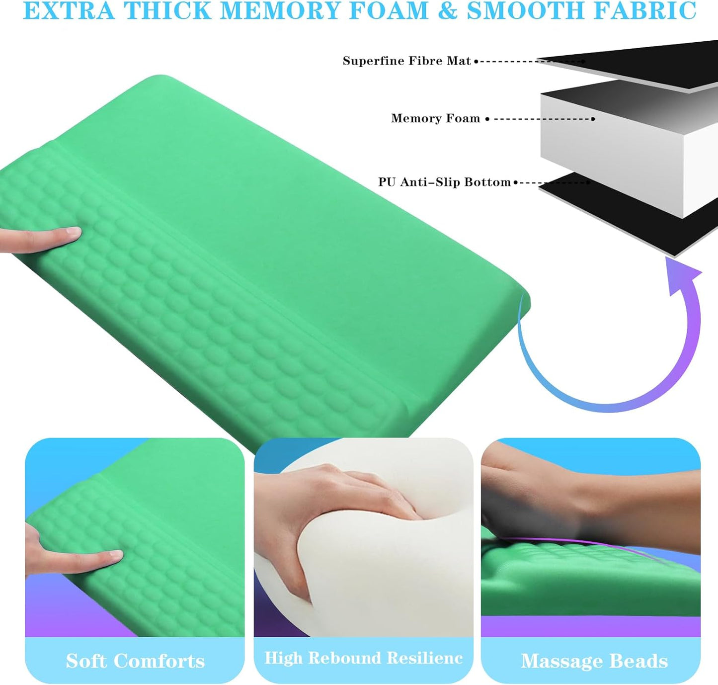 Computer Keyboard Stand with Wrist Rest, Ergonomic Tilted Keyboard Holder - Keyboard Riser with Wrist Pad - Keyboard Tray Support for Office Home - Green