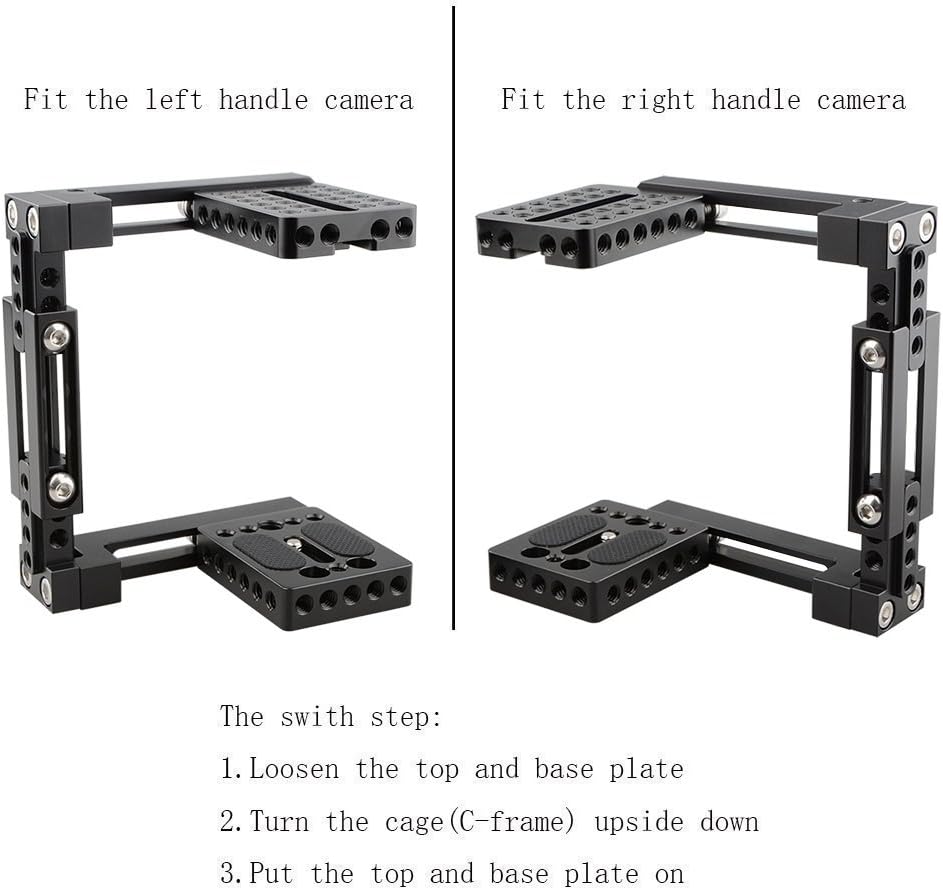 CAMVATE Universal Adjustable Camera Cage Fit for Right Handle and Left Handle Camera(Only Come with Left Handle Grip) - 1726